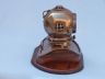Antique Brass Decorative Divers Helmet Clock on Rosewood Base 12 - 3