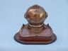 Antique Brass Decorative Divers Helmet Clock on Rosewood Base 12 - 2