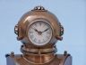 Antique Brass Decorative Divers Helmet Clock on Rosewood Base 12 - 1