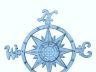 Rustic Dark Blue Whitewashed Cast Iron Large Decorative Rose Compass 19  - 4