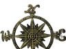Antique Gold Cast Iron Large Decorative Compass 19  - 1