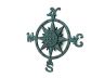 Rustic Seaworn Blue Cast Iron Large Decorative Compass 19  - 4