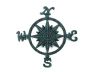 Rustic Seaworn Blue Cast Iron Large Decorative Compass 19  - 3