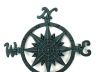 Rustic Seaworn Blue Cast Iron Large Decorative Compass 19  - 2