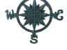 Rustic Seaworn Blue Cast Iron Large Decorative Compass 19  - 1