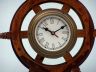 Deluxe Class Wood and Antique Brass Ship Steering Wheel Clock 12 - 3