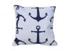 Decorative White Pillow with Blue Anchors Nautical Pillow 16 - 1