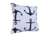 Decorative White Pillow with Blue Anchors Nautical Pillow 16 - 3