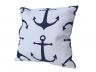 Decorative White Pillow with Blue Anchors Nautical Pillow 16 - 4