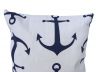 Decorative White Pillow with Blue Anchors Nautical Pillow 16 - 7