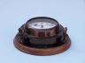 Antique Brass Porthole Clock with Rosewood Base 10 - 4