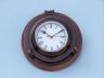 Antique Brass Porthole Clock with Rosewood Base 10 - 3