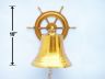 Brass  Plated Hanging Ship Wheel Bell 10 - 1