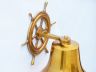 Brass  Plated Hanging Ship Wheel Bell 10 - 3