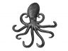 Rustic Silver Cast Iron Wall Mounted Octopus Hooks 7 - 3