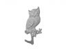 Whitewashed Cast Iron Owl Sitting on a Tree Branch Decorative Metal Wall Hook 6.5 - 1