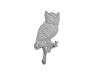 Whitewashed Cast Iron Owl Sitting on a Tree Branch Decorative Metal Wall Hook 6.5 - 2