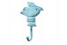 Rustic Dark Blue Whitewashed Cast Iron Pelican on Post Wall Hook 7 - 2