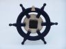 Deluxe Class Dark Blue Wood and Chrome Pirate Ship Wheel Clock 12 - 6