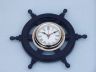 Deluxe Class Dark Blue Wood and Chrome Pirate Ship Wheel Clock 12 - 7