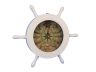 Wooden White Ship Wheel Knot Faced Clock 12 - 4