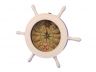 Wooden White Ship Wheel Knot Faced Clock 12 - 2