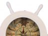 Wooden White Ship Wheel Knot Faced Clock 12 - 3