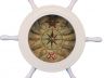 Wooden White Ship Wheel Knot Faced Clock 12 - 1
