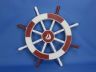 Red and White Decorative Ship Wheel with Sailboat 18 - 3