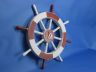 Red and White Decorative Ship Wheel with Sailboat 18 - 2