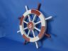 Red and White Decorative Ship Wheel with Sailboat 18 - 1