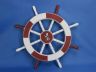 Red and White Decorative Ship Wheel with Seagull and Lifering 18 - 3