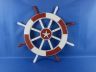 Red and White Decorative Ship Wheel with Starfish 18 - 1