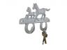 Whitewashed Cast Iron Running Horses with Decorative Metal Horseshoe Wall Hooks 5.5 - 4