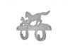 Whitewashed Cast Iron Running Horses with Decorative Metal Horseshoe Wall Hooks 5.5 - 2