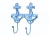 Rustic Dark Blue Whitewashed Cast Iron Decorative Anchor Hooks 7 - 3