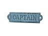 Light Blue Whitewashed Cast Iron Captain Sign 6 - 4