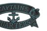 Seaworn Blue Cast Iron Captains Quarters Sign 8 - 4