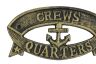 Antique Gold Cast Iron Crews Quarters Sign 8 - 3