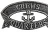 Antique Silver Cast Iron Crews Quarters Sign 8 - 3