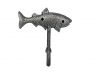 Antique Silver Cast Iron Fish Key Hook 6 - 1