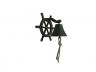 Antique Seaworn Bronze Cast Iron Hanging Ship Wheel Bell 7 - 2