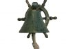 Antique Seaworn Bronze Cast Iron Hanging Ship Wheel Bell 7 - 1