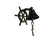 Antique Gold Cast Iron Hanging Ship Wheel Bell 7 - 2
