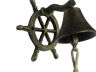 Antique Gold Cast Iron Hanging Ship Wheel Bell 7 - 3