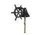 Antique Silver Cast Iron Hanging Ship Wheel Bell 7 - 4