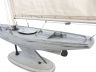 Wooden Rustic Whitewashed Bermuda Sloop Model Sailboat 30 - 1