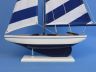 Wooden Blue Striped Pacific Sailer Model Sailboat Decoration 25 - 3