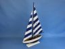 Wooden Blue Striped Pacific Sailer Model Sailboat Decoration 25 - 2