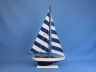 Wooden Blue Striped Pacific Sailer Model Sailboat Decoration 25 - 1